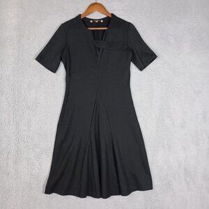 Nature vs Future Dress Women's Large Black Stretch V-Neck Short Sleeve Career